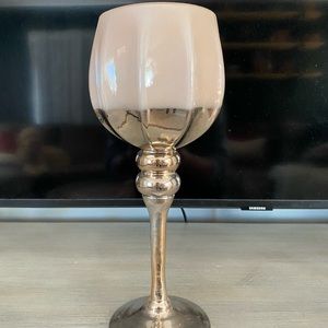Blush and silver/gold candle holder